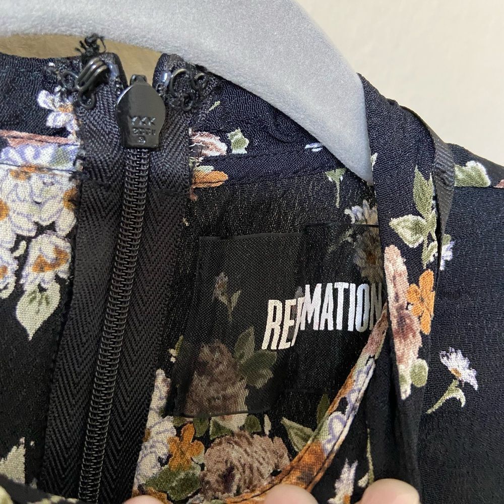 Reformation Charlie Mini Black Dress Floral Size 2 - Picture 9 of 9